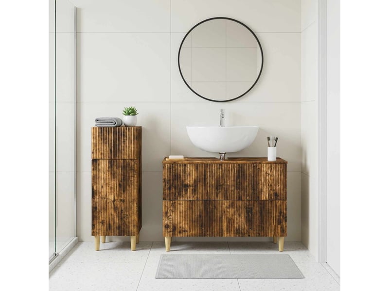 Ensemble de 2 meubles de salle de bain arnhem chêne fumé cf63069 - Conforama B