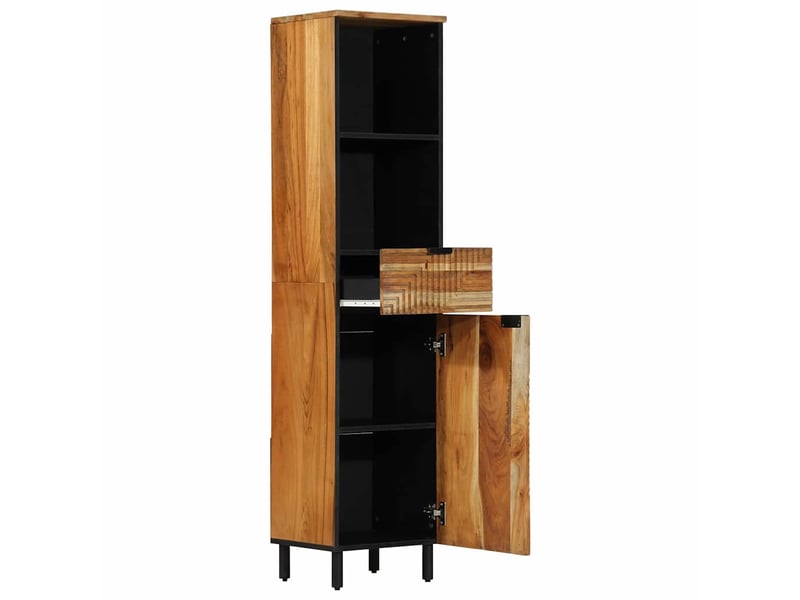 Armoire de salle de bain, cabinet de salle de bain solid acacia wood 38 x 33 x 160 cm cf65126 - Conforama C