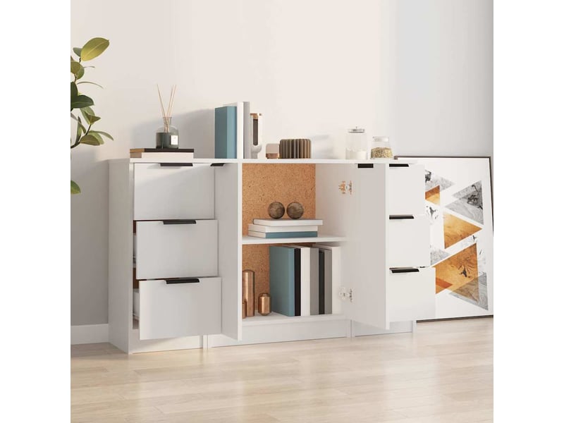  Buffets 3 pcs - bahut - meuble de rangement blanc bois d'ingénierie  - Conforama C
