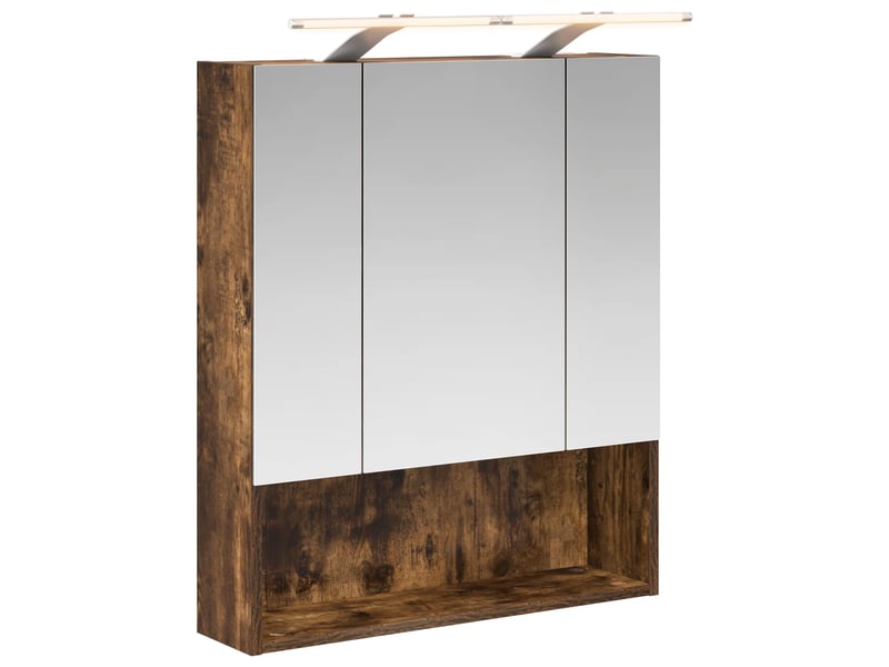  Armoire miroir de salle de bain, cabinet de salle de bain chêne fumé 60 x 14.5 x 70 cm cf65154  - Conforama A