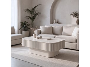 Table basse rectangulaire coloris beige <strong>CHICFURN</strong> <strong></strong> - 60 cmx98 cm