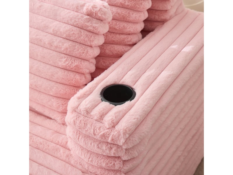 Canapé méridienne en fausse fourrure rose avec porte-gobelets intégrés et assise confortable 135x128x86 cm - Conforama E