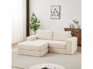 Canapé modulable - convertible - velours côtelé - pour salon et séjour