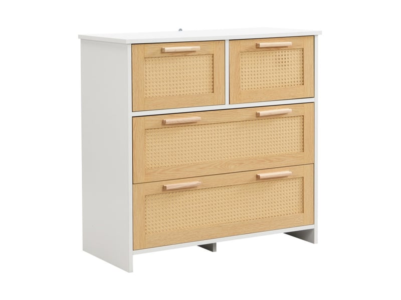  Armoire de rangement, 80 x 80 x 38cm, 4 tiroirs, buffet pour coucher, salon, salle à manger et couloir, marron  - Conforama A