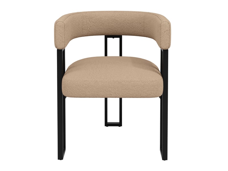 Lot de 4 chaise de salle à manger, dossier incurvé, tissu bouclette marron, structure en métal - Conforama D