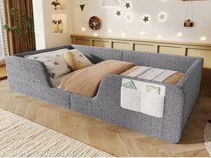 Lit simple 90x190 cm LEYTN coloris gris