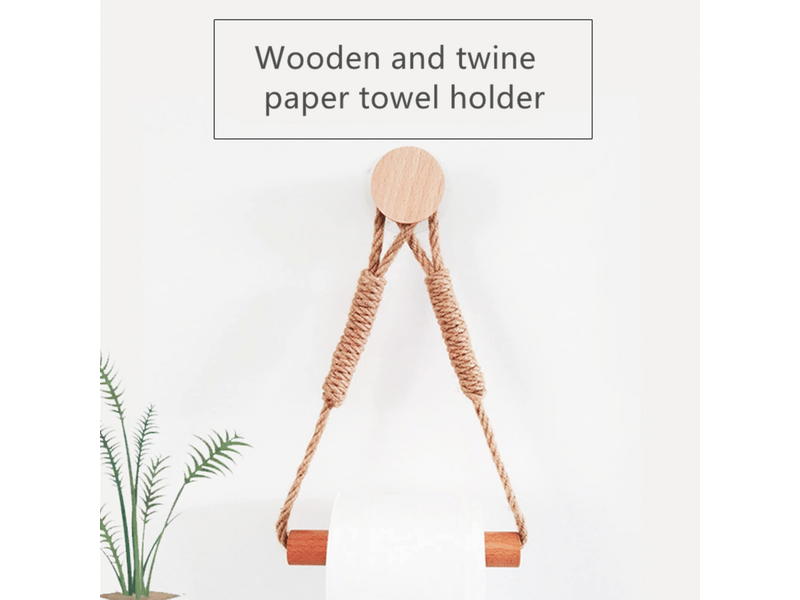  Support de rouleau de serviette toilette, porte-serviette en corde de chanvre, auto-adhésif porte papier toilette  - Conforama B