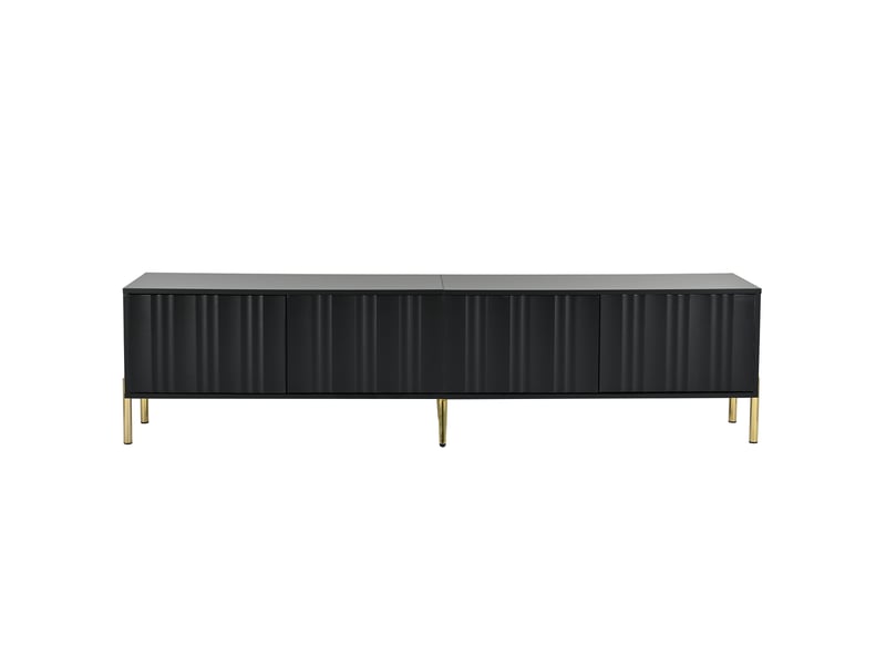  Meuble tv noir 190x38x48 cm, pieds dorés, design élégant contemporain  - Conforama A