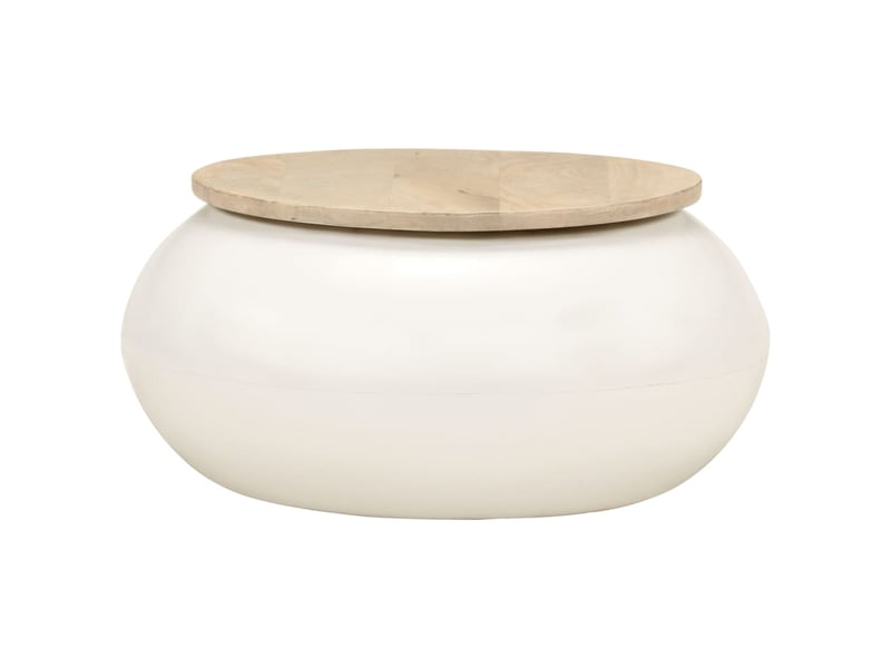 Table basse | table d'appoint salon blanc 51x51x27 cm bois de manguier massif  - Conforama B