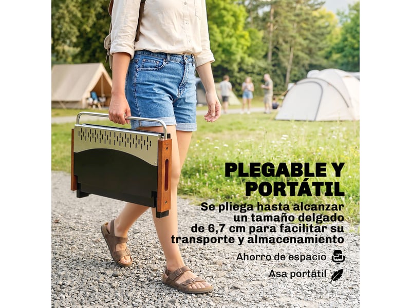  Barbecue à charbon pliable portable, 50,5 x 34 x 33 cm, bac amovible  - Conforama R