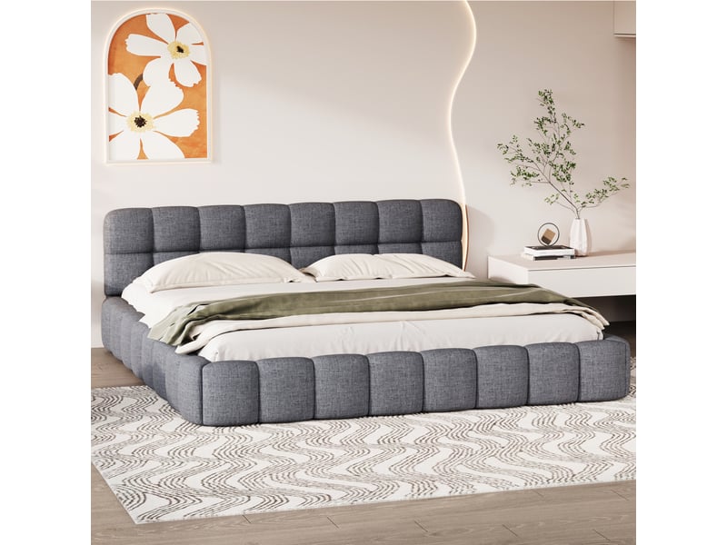  Lit 2 places 140x200 cm coloris gris  - Conforama R