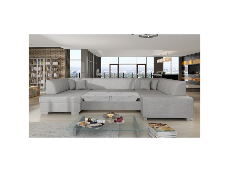  Canapé panoramique en u gris convertible 6 places havane confort moelleux  - Conforama C