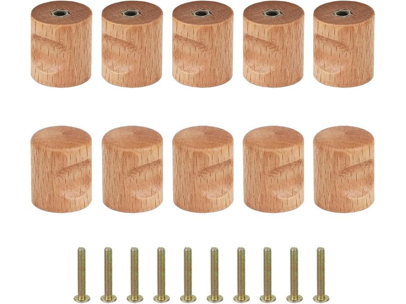  Jeu de 10 poignées de bois pour meubles, 24x20 mm, avec vis.  - Conforama B
