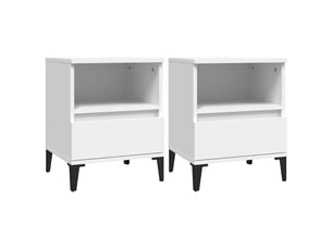 Lot de 2 table de chevet, table d'appoint blanc 40x35x50 cm