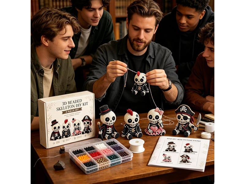  Kit diy squelette halloween 3d en perles, ornement décoratif à fabriquer, loisirs créatifs pour enfants ados et adultes, crânes  - Conforama B
