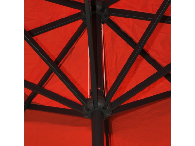  Parasol de jardin ø 5 m avec lambrequin manivelle et base en croix sans pied polyester terracotta et aluminium 04_0011461  - Conforama C