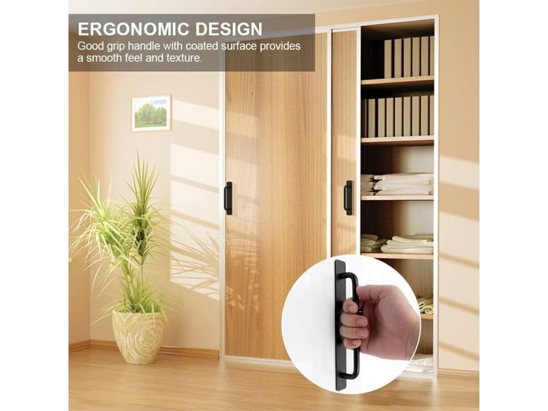 2pcs poignee meuble autocollante aluminium porte coulissante tiroir cuisine armoire chambre 147mm noir - Conforama D