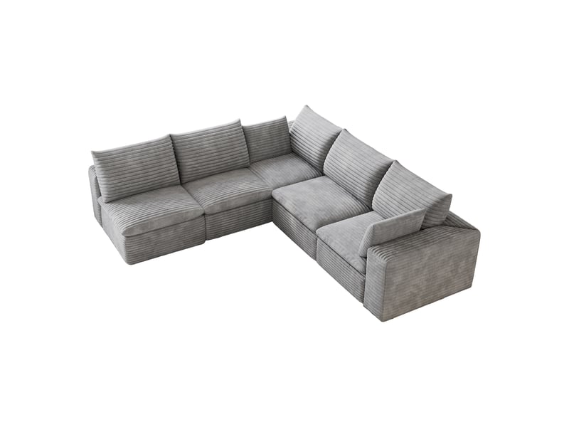  Canapé nuage velours côtelé 5 places gris foncé 340cm - modulable, mousse haute densité, sans montage  - Conforama A