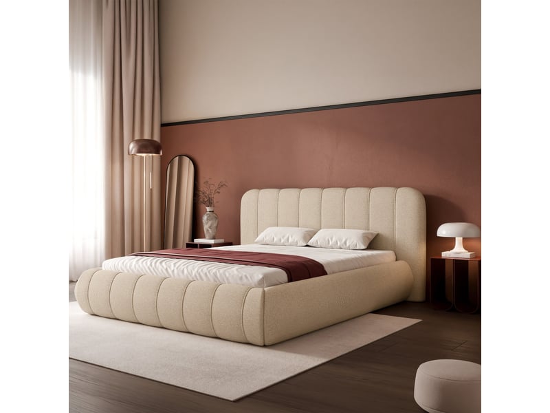  Selsey malunna - lit rembourré - 180x200 cm - chenille beige Malunna - Conforama B
