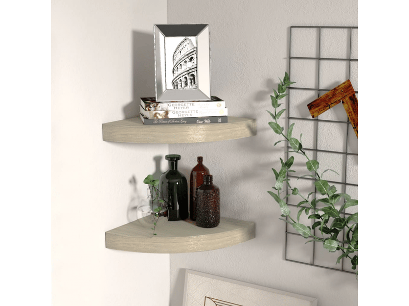  Étagères flottantes d'angle 2 pcs mdf chêne 25x25x3,8 cm- comfortxl  - Conforama B