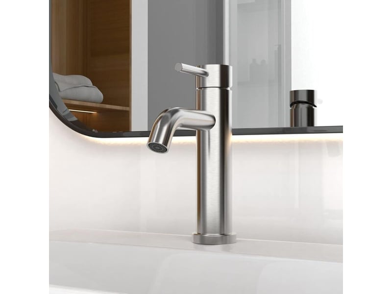  Mitigeur de lavabo - robinet de salle de bains monocommande, robinets de lavabo à tiroir en céramique à faible bruit, corps en acier ioxydable  - Conforama C