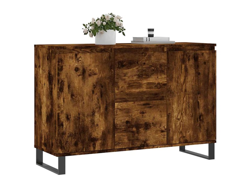  Buffet - bahut - meuble de rangement chêne fumé 101,5x35x70 cm bois d'ingénierie  - Conforama C