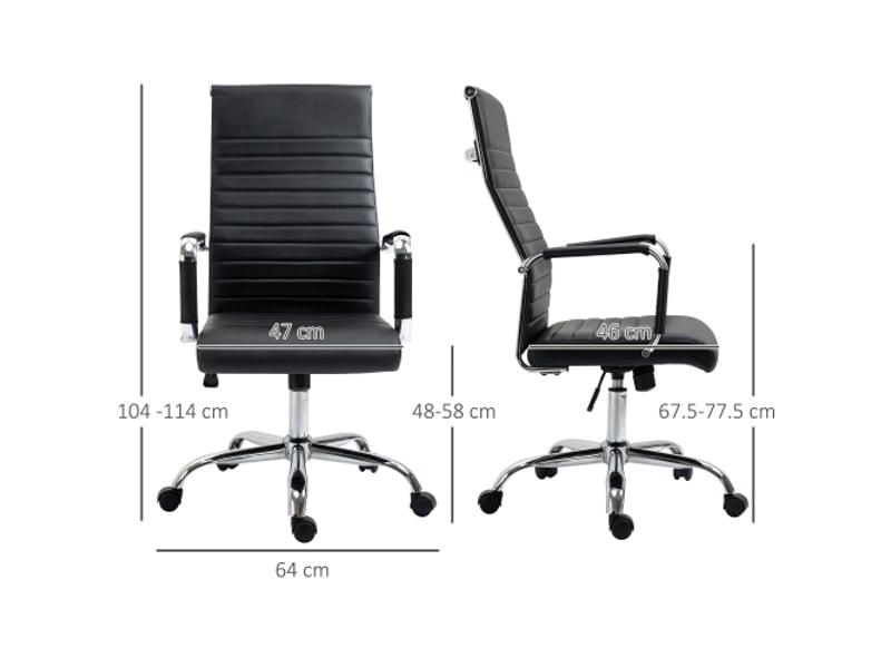  Fauteuil de bureau ergonomique en similicuir, rembourré, inclinable, réglable en hauteur, noir  - Conforama C