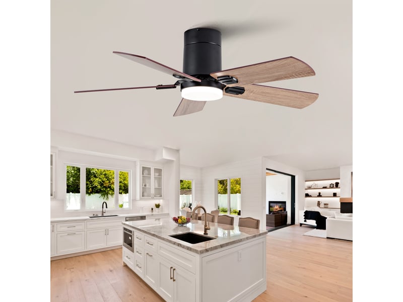 Ventilateur de plafond 42 pouces avec télécommande, led dimmable 3 températures, moteur dc silencieux réversible, noir  - Conforama B