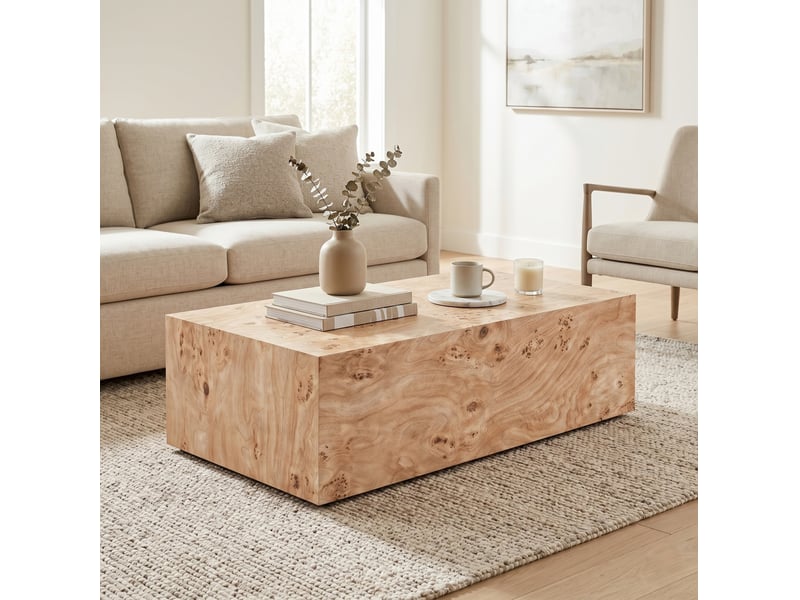  Table basse ulevr rectangulaire minimaliste 90 x 50 x 30 cm, mdf aspect bois clair, surface lisse facile d'entretien  - Conforama B