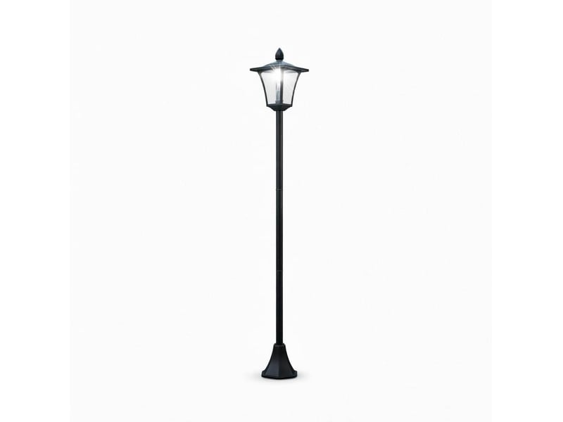  Lampe solaire de jardin led 18x18x160 cm en acier inoxydable et plastique pp noire chicfurn  - Conforama A