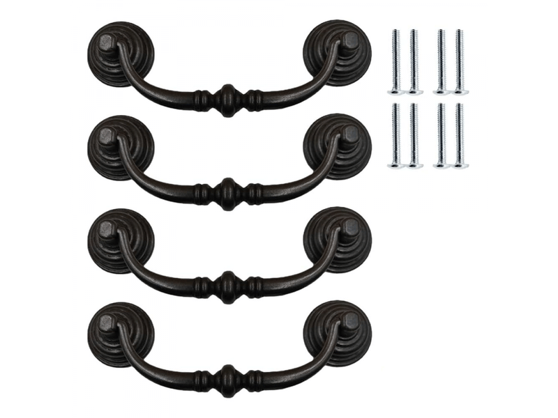  4 pièces de poignée de meuble vintage, poignée de meuble en laiton ancien, boutons avec vis (poignée vintage)  - Conforama A