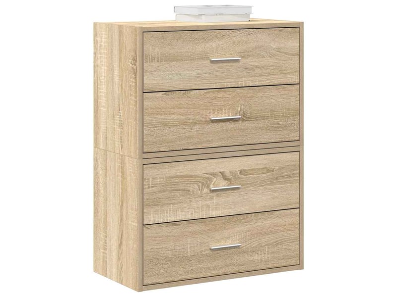  Lot de 2 armoire à tiroirs, commode avec 4 tiroirs chêne sonoma bois d'ingénierie  - Conforama B
