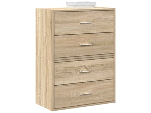 Lot de 2 armoire à tiroirs, commode avec 4 tiroirs chêne sonoma bois d'ingénierie