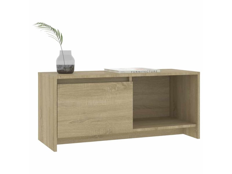  Meuble tv - banc tv - meuble de rangement chêne sonoma 90x35x40 cm bois d'ingénierie  - Conforama D
