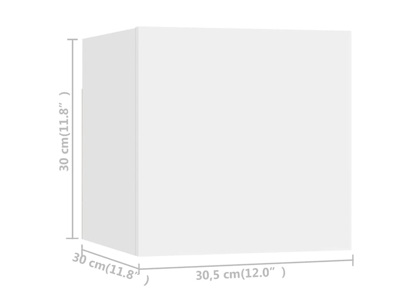  Lot de 8 meuble tv mural, meuble tv suspendu blanc 30,5x30x30 cm  - Conforama E