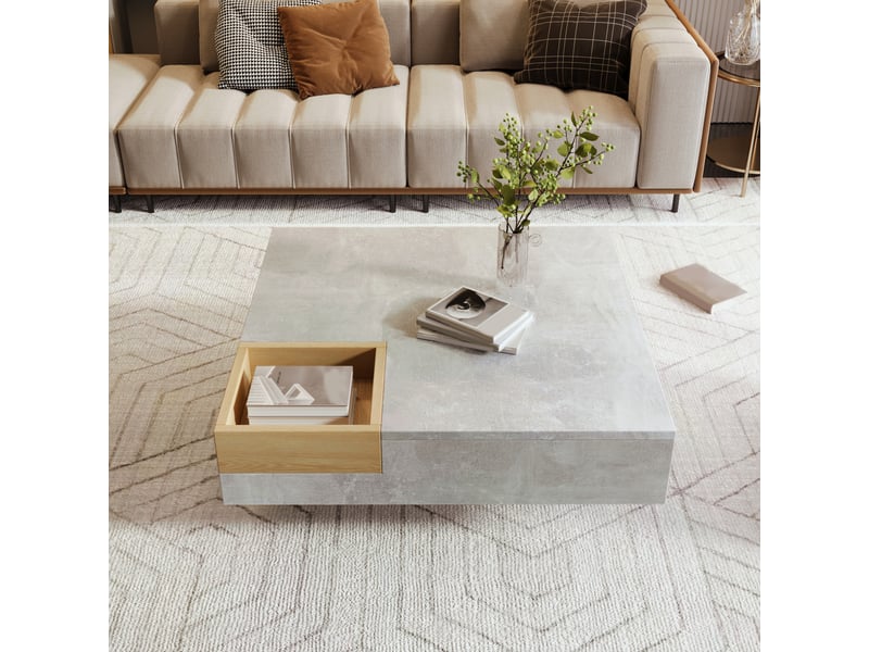  Table basse carrée avec boîte de rangement amovible, style moderne, pour salon, 72 × 72 × 30 cm  - Conforama C