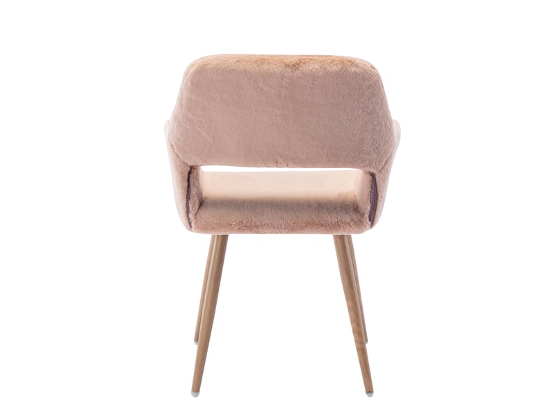 Chaise de salle à manger hengming en fausse fourrure, pieds en acier massif, style mid-century - Conforama D