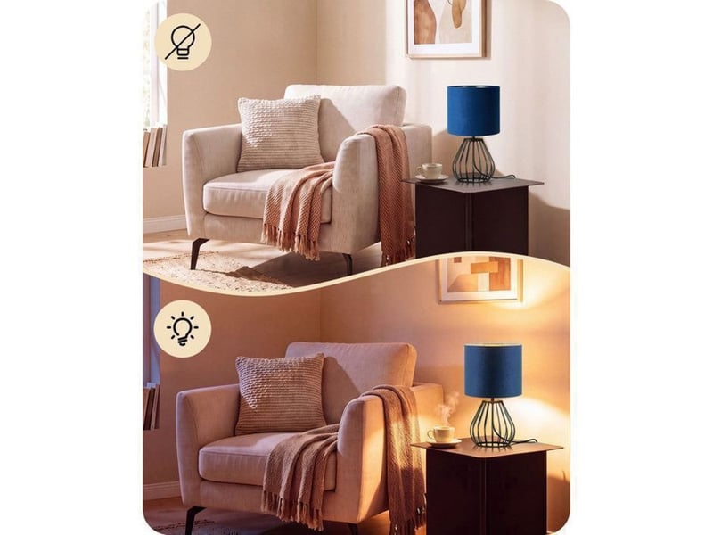  Lampe a poser saphir bleue velours e14 4w 2700k base metal noir goutte 370618_AADHT72579_6_DROPFR - Conforama D