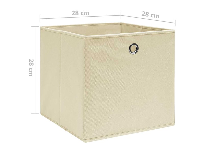  Boîtes de rangement 4 pcs tissu intissé 28x28x28 cm crème  - Conforama E