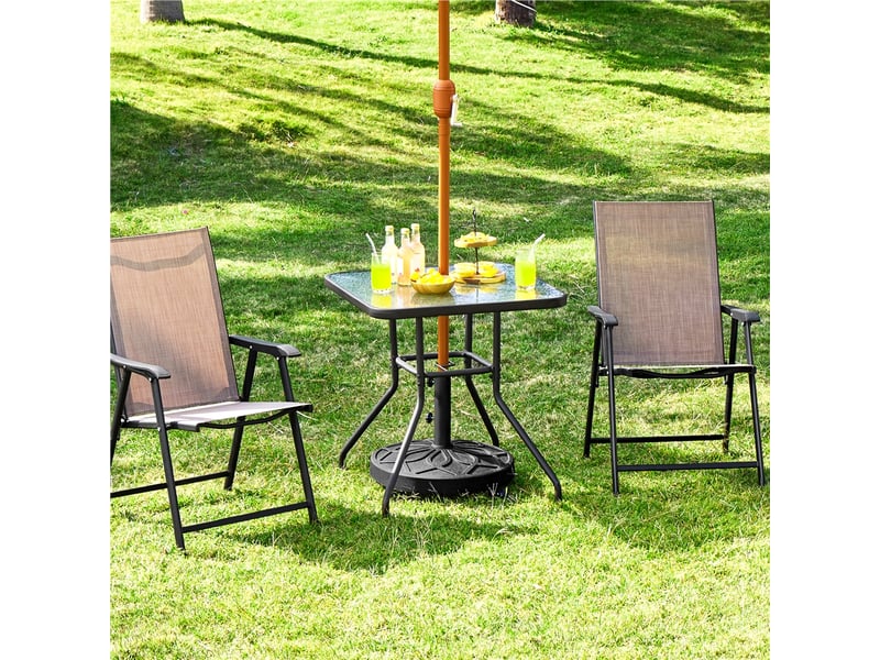 Pied de parasol rond de 21 kg pour extérieur avec roulettes noir - Conforama C