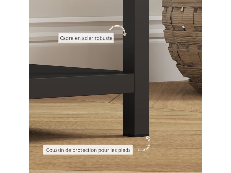  Console meuble étroite à 4 niveaux style industriel cadre en acier, 110 x 30 x 75 cm, noir  - Conforama E