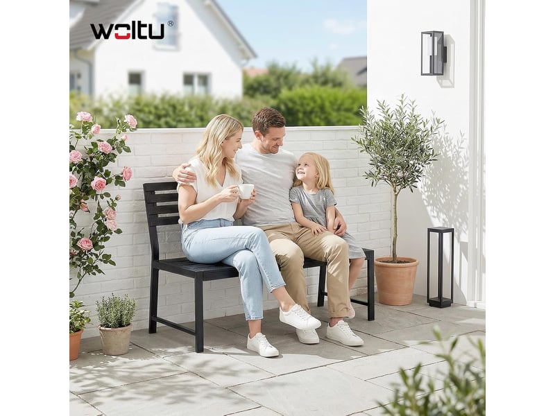  Banc de jardin, banquette extérieure pour 2 à 3 personnes, cadre en métal, 115x55x85 cm, noir  - Conforama B