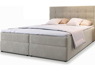 Lit avec rangement 180x200 cm <strong>MASSENO</strong> <strong></strong> coloris beige