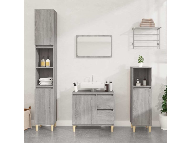  Amoire de salle de bain sonoma gris 30x30x190cm bois d'ingénierie shl5601  - Conforama B