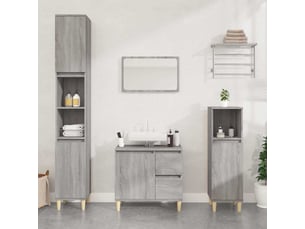 Amoire de salle de bain sonoma gris 30x30x190cm bois d'ingénierie shl5601