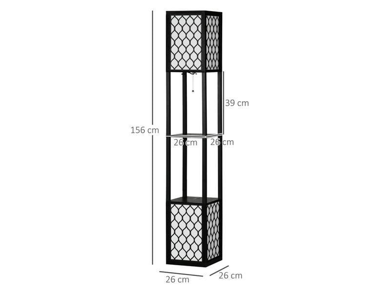 Lampadaire 26x26x156 cm à double lumière mdf noir - Conforama D