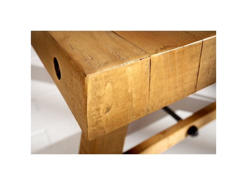 Table de salle à manger rancho – bois de pin recyclé verni – 240 cm – style rustique - Conforama E