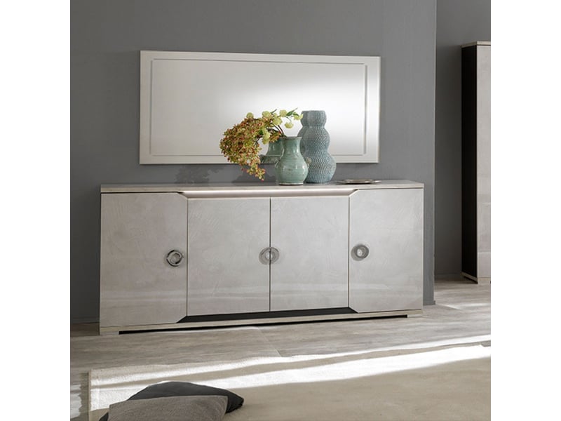  Buffet 4 portes 1 tiroir + led aspect ciment et gris anthracite - libeccio LIBECCIO - Conforama B