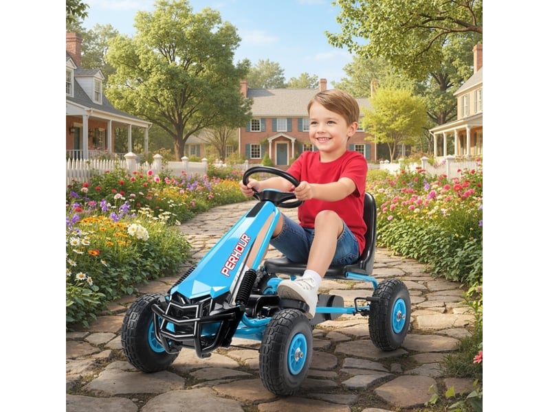  Kart à pédales enfant 110x61x62 cm siège réglable bleu  - Conforama B