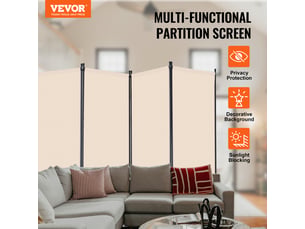Vevor paravent 4 panneaux 346,4x184 cm, beige pliable.